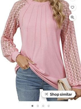 Lace Sleeve Pink Women’s Top